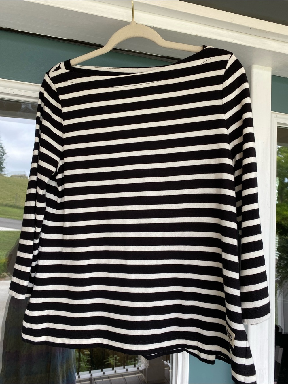 kate spade Black and White Striped Long Sleeve Top